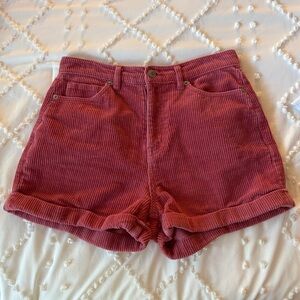 Pink/burgundy Forever 21 high-waisted corduroy shorts